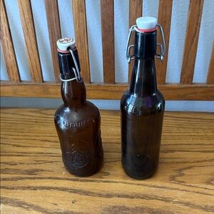 Vintage Brown Glass Swing Top Bottles